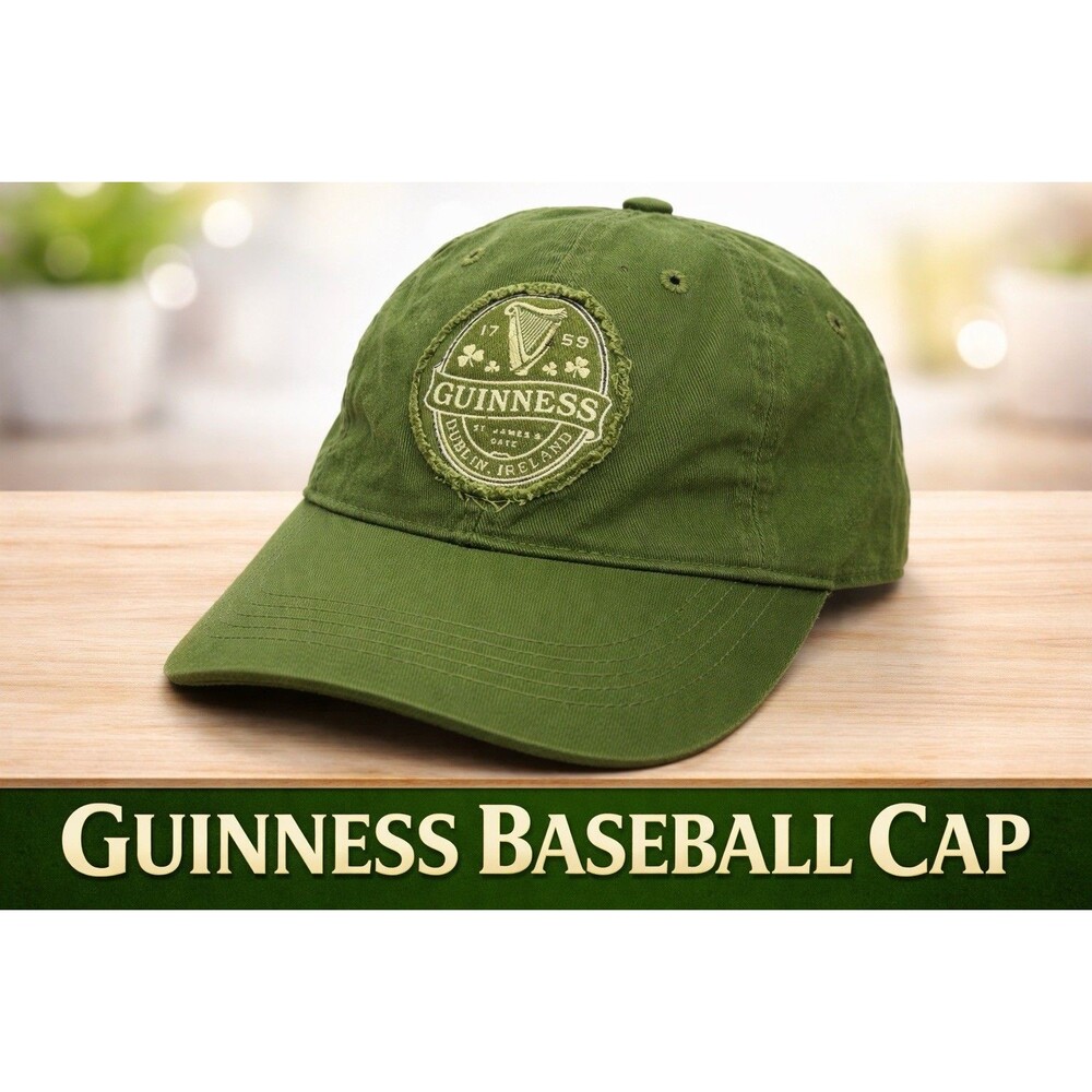 Guinness Beer Cap Mens One Size Green Strap Back Twill Logo Ireland Hat Beer Fun